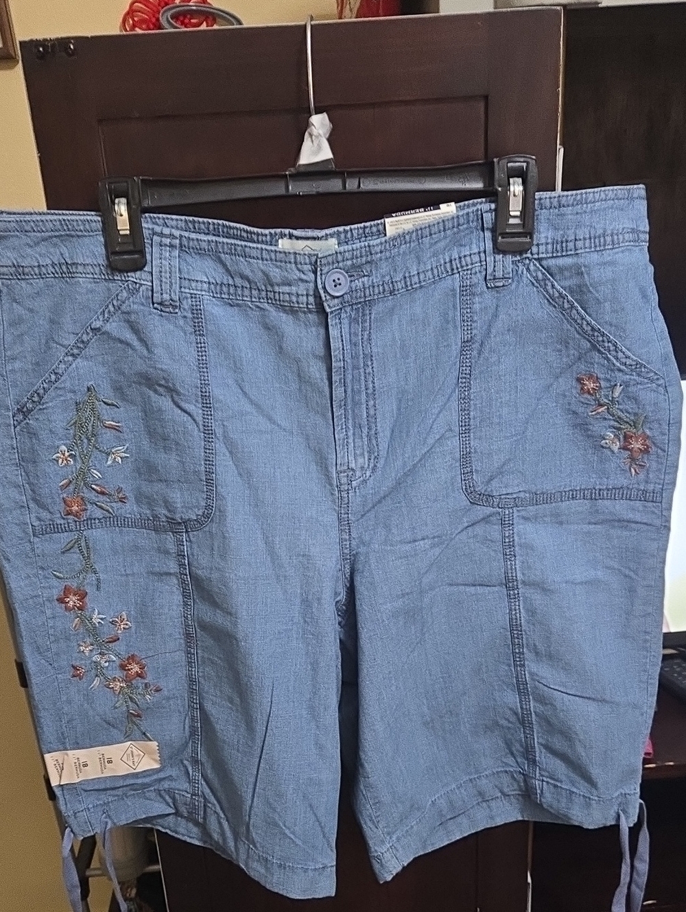 St. John's Bay Light Blue Denim-Look Shorts